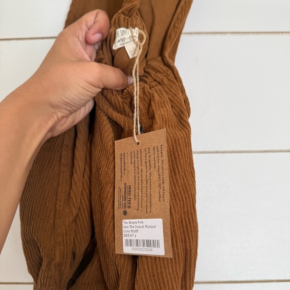 The Simple Folk Overall Romper, Rust - Picture 9 of 16